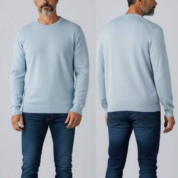 Perry Ellis Light Blue Silk Blend Crewneck Sweater Large - Picture 1 of 6